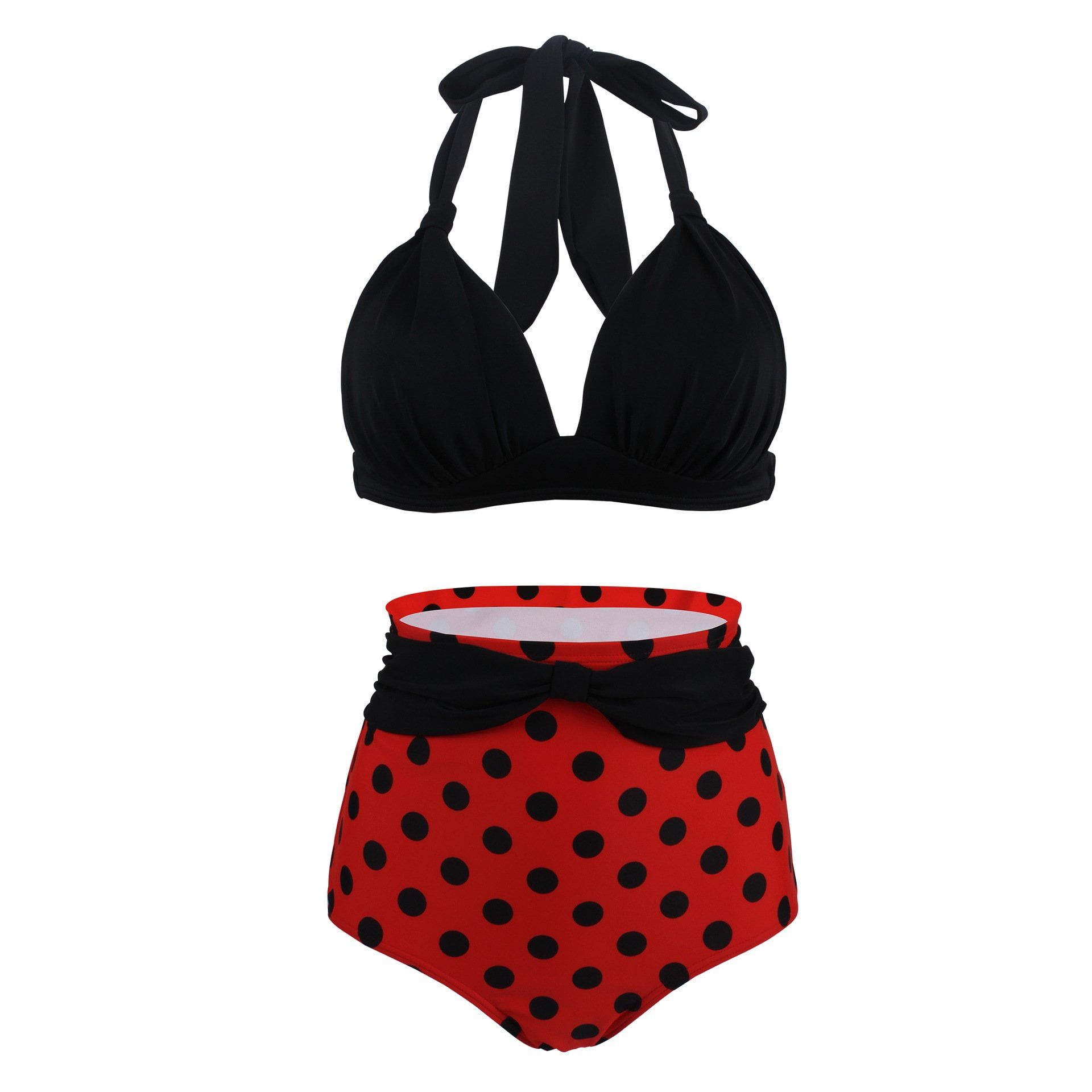 1950s Polka Dot Swimsuit High Waist Two-piece Swimwear - Vintage-Retro