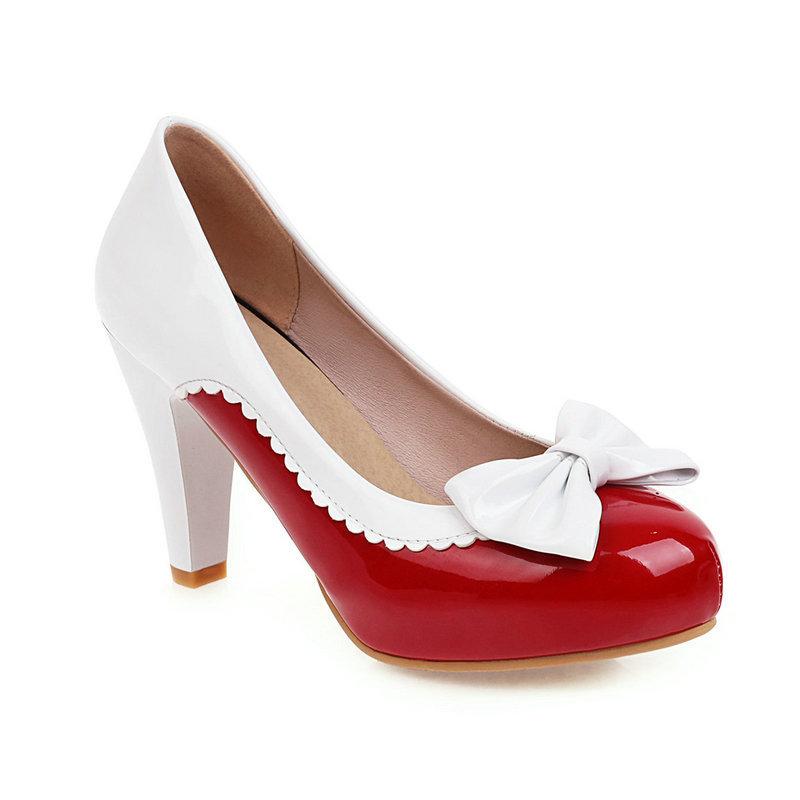 1950s Vintage Shoes Bowknot Round Toe High Heels Shoes - Vintage-Retro