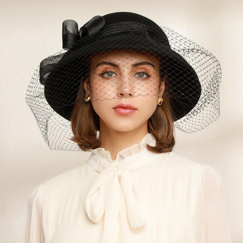 Top Hat Mesh Bowknot Ribbon For Formal Banquets Vintage Bucket Hats ...