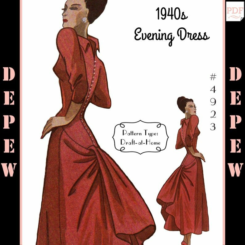 Vintage Sewing Pattern 1940s Cocktail Or Evening Gown Pictures Photos Patterns Vintage Retro