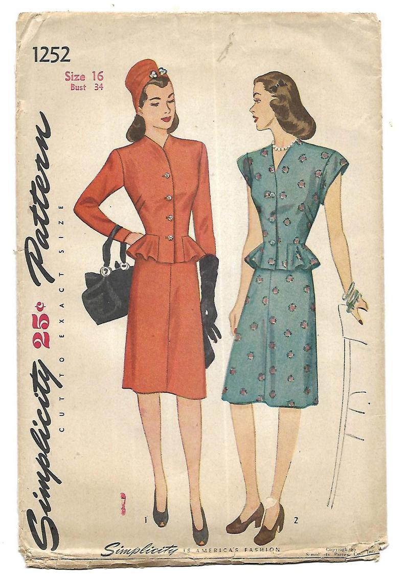 1940s peplum dress