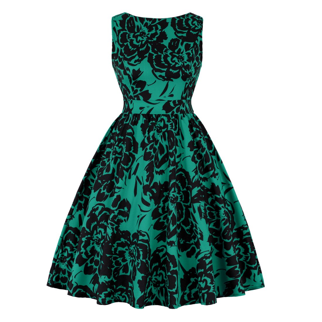 Swing Dresses Retro Pattern Sleeveless Party Dress for Women - Vintage ...