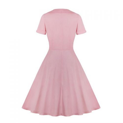 Short-sleeve Pink Dress Peter Pan Collar Retro Dress Swing Dress ...