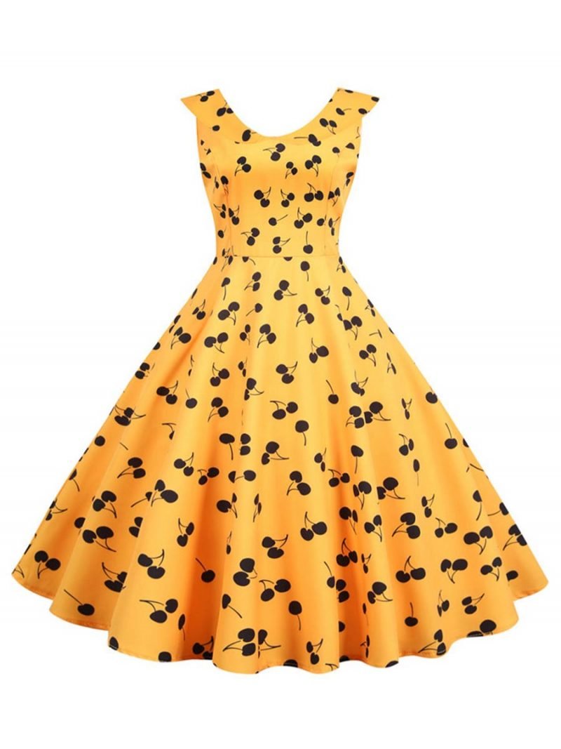 1950s Style Dresses Peter Pan Collar Large Swing Midi Floral Dresses ...