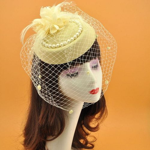 Vintage Hat Pearl Mesh Retro Wedding Top Hat - Vintage-Retro