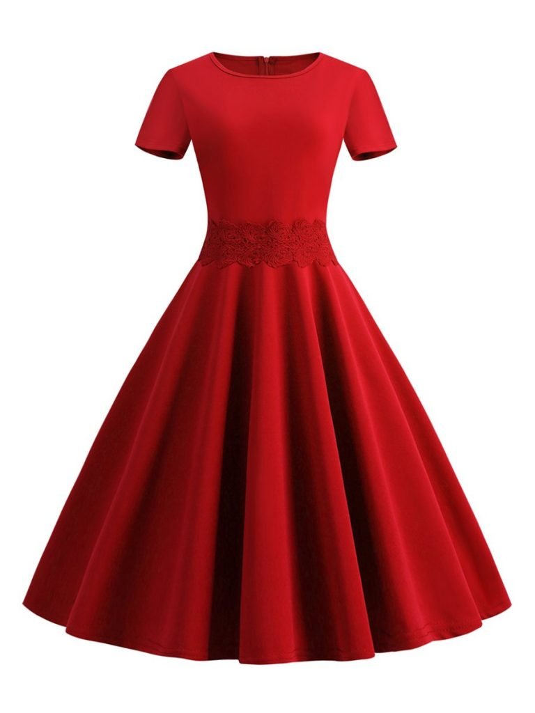 Swing Dress Short Sleeve Elegant 1950s Dress - Vintage-Retro